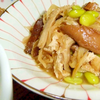 椎茸と枝豆と切干の煮物